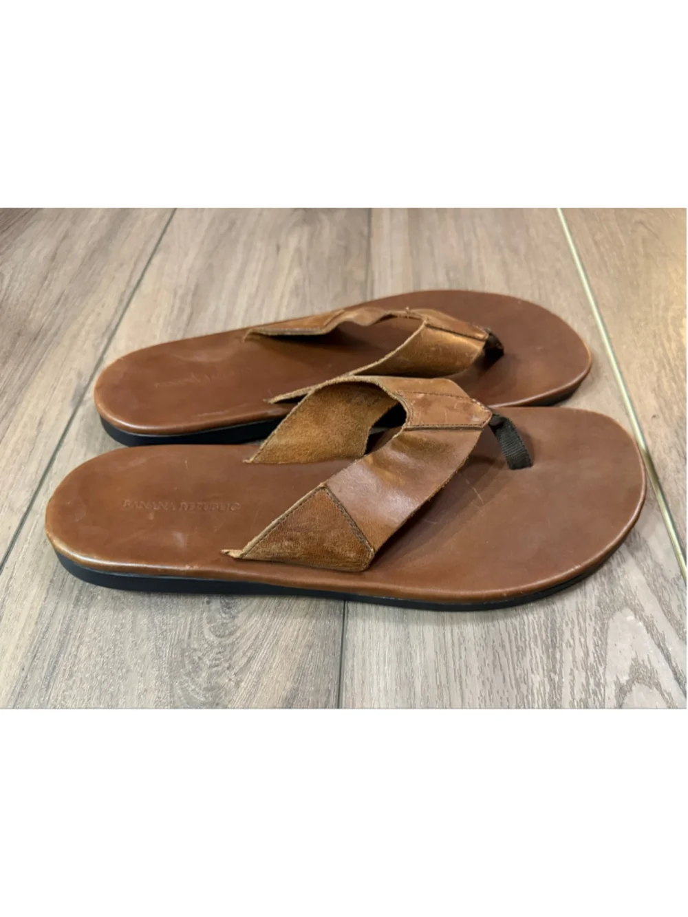 Men's Banana Republic Brown Leather Flip-Flops Size 12